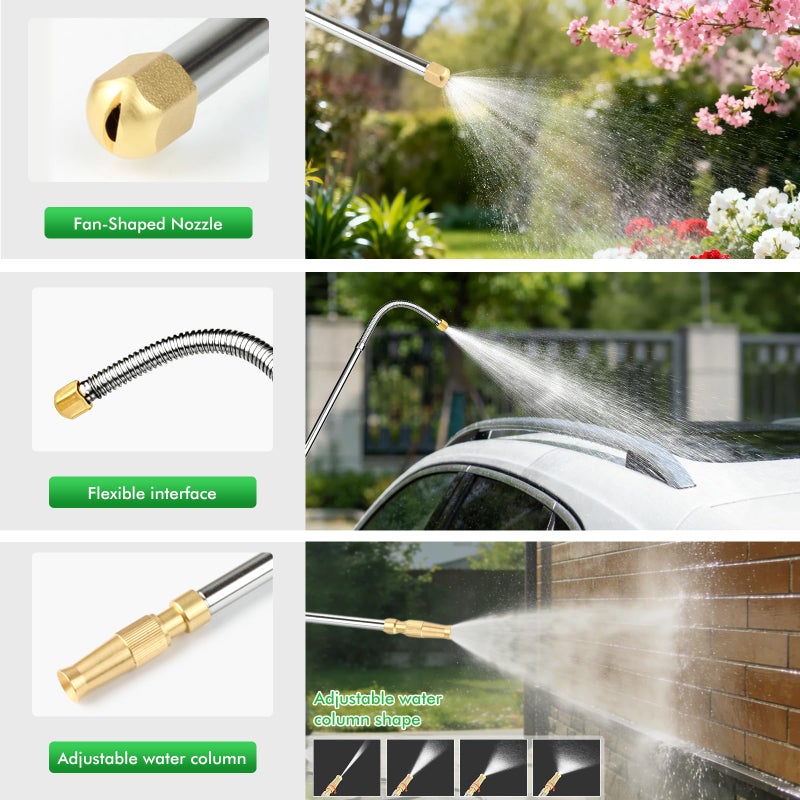 GES Jet Car Washer, High Pressure Power Hose Nozzle Wand Glass Window Cleaning Sprayer Extendable Home Garden Car Water Washing, Scrubbing Mitt and Soap Dispenser (adjustable nozzle + fan nozzle) - Image 3